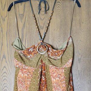 Floral Boho Beaded Halter Tank Top
